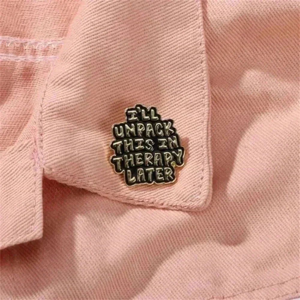 Yellow black I’ll unpack this in therapy later enamel pin backpack denim bag hat